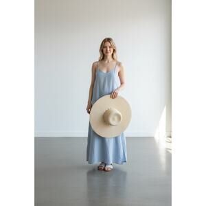 New I.N.C straw wide rim shell charm hat